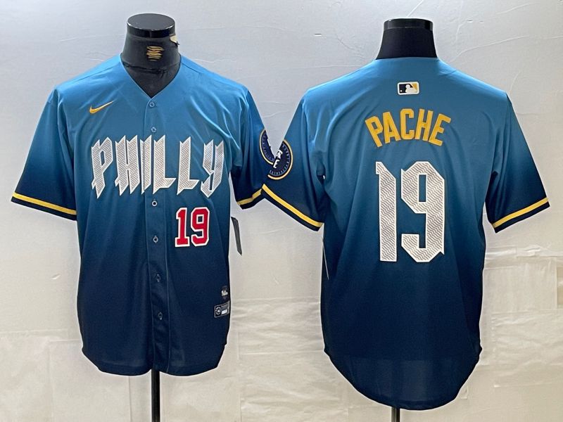 Men Philadelphia Phillies #19 Pache Blue City Edition 2024 Nike MLB Jersey style 3